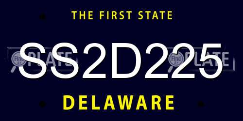 SS2D225 Delaware License Plate
