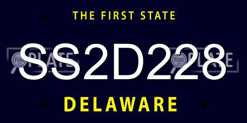 SS2D228 Delaware License Plate