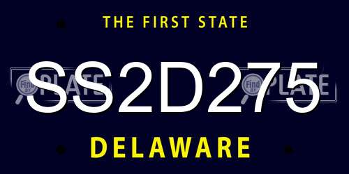 SS2D275 Delaware License Plate
