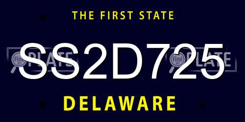 SS2D725 Delaware License Plate