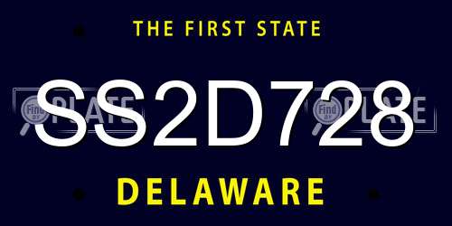 SS2D728 Delaware License Plate