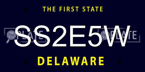 SS2E5W Delaware License Plate