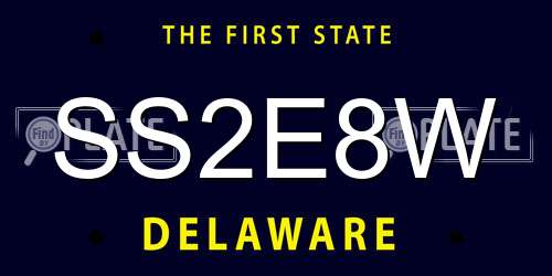 SS2E8W Delaware License Plate