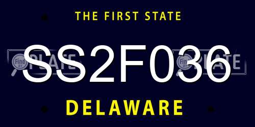 SS2F036 Delaware License Plate