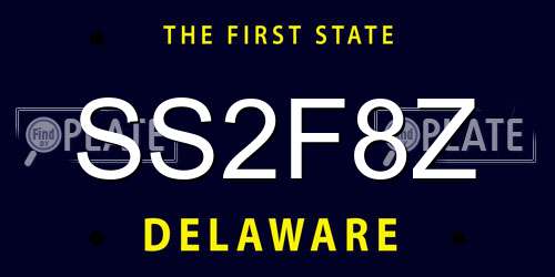 SS2F8Z Delaware License Plate