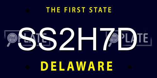 SS2H7D Delaware License Plate
