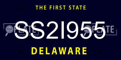 SS2I955 Delaware License Plate
