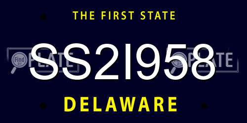 SS2I958 Delaware License Plate
