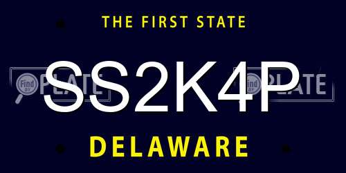 SS2K4P Delaware License Plate