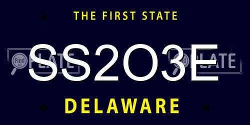SS2O3E Delaware License Plate