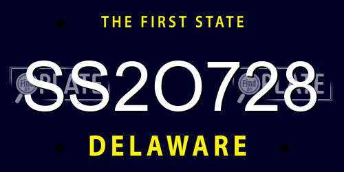 SS2O728 Delaware License Plate