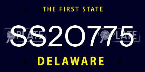 SS2O775 Delaware License Plate
