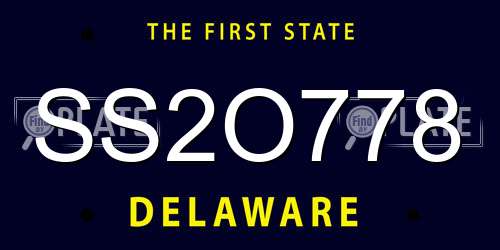 SS2O778 Delaware License Plate