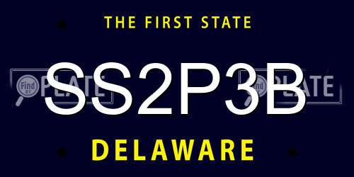 SS2P3B Delaware License Plate