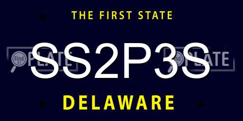 SS2P3S Delaware License Plate