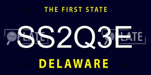 SS2Q3E Delaware License Plate
