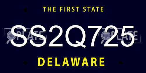 SS2Q725 Delaware License Plate