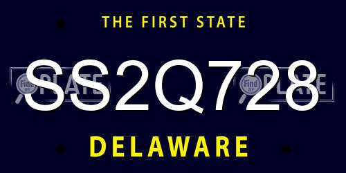 SS2Q728 Delaware License Plate