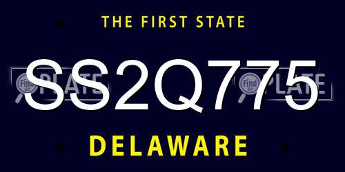 SS2Q775 Delaware License Plate