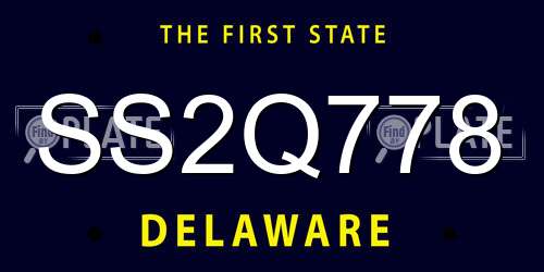 SS2Q778 Delaware License Plate