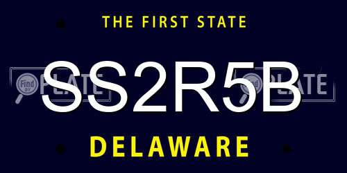SS2R5B Delaware License Plate