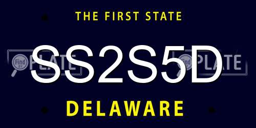 SS2S5D Delaware License Plate