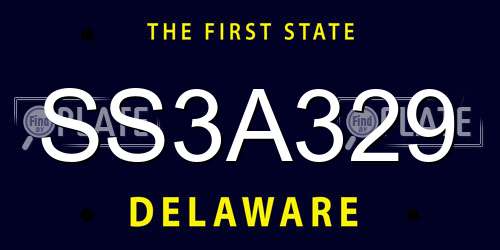 SS3A329 Delaware License Plate