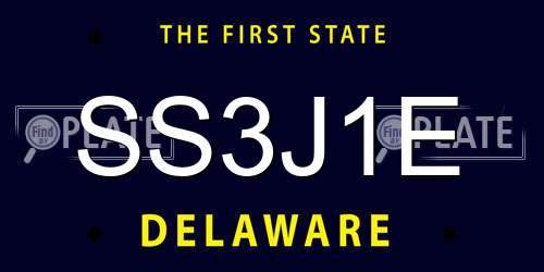 SS3J1E Delaware License Plate