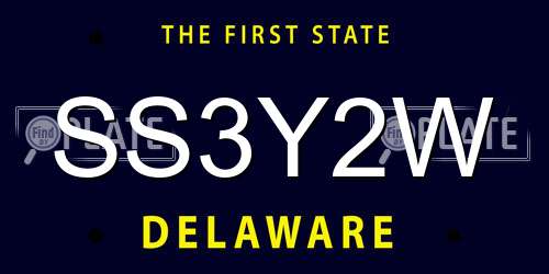 SS3Y2W Delaware License Plate