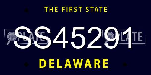 SS45291 Delaware License Plate