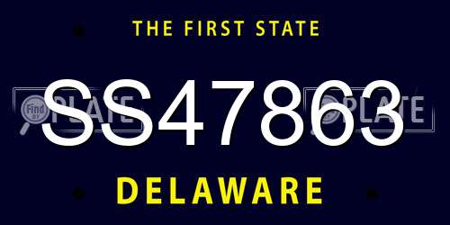 SS47863 Delaware License Plate