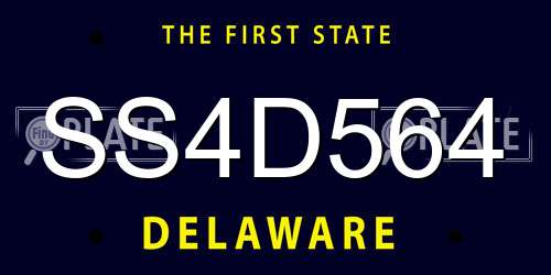 SS4D564 Delaware License Plate
