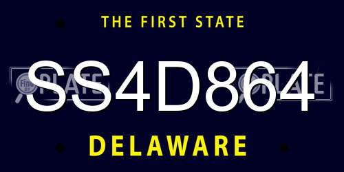 SS4D864 Delaware License Plate