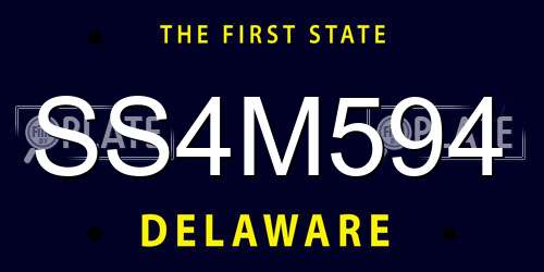 SS4M594 Delaware License Plate