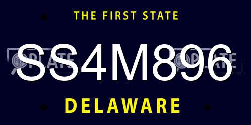 SS4M896 Delaware License Plate