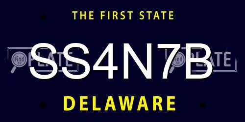 SS4N7B Delaware License Plate
