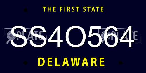SS4O564 Delaware License Plate