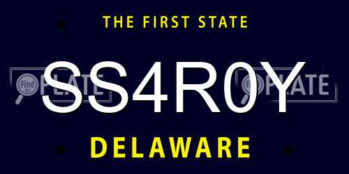 SS4R0Y Delaware License Plate