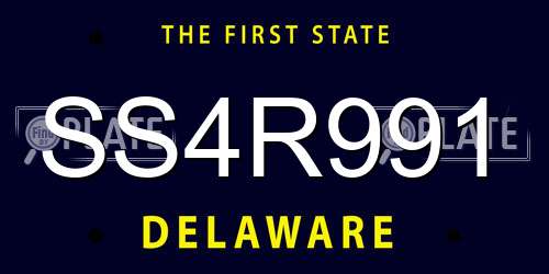SS4R991 Delaware License Plate