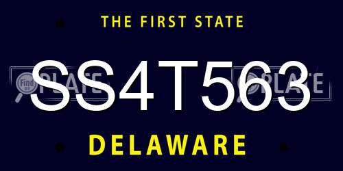 SS4T563 Delaware License Plate