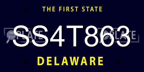 SS4T863 Delaware License Plate
