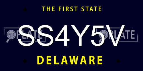 SS4Y5V Delaware License Plate