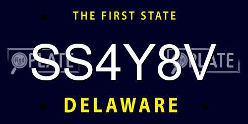 SS4Y8V Delaware License Plate