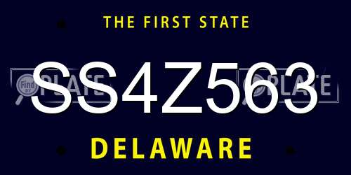 SS4Z563 Delaware License Plate