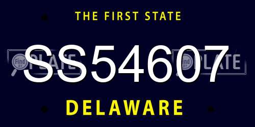 SS54607 Delaware License Plate