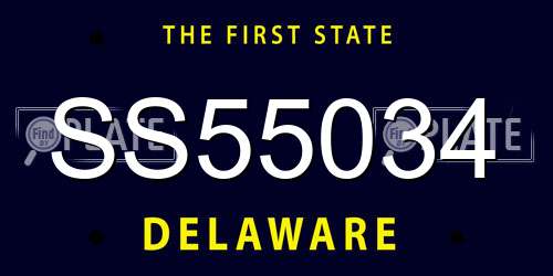 SS55034 Delaware License Plate