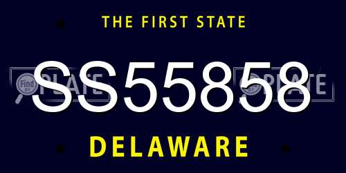 SS55858 Delaware License Plate