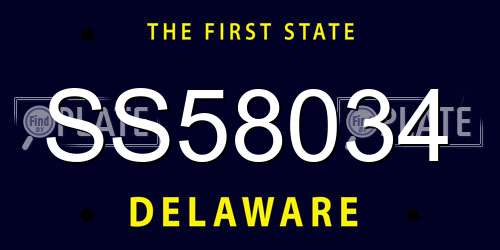 SS58034 Delaware License Plate