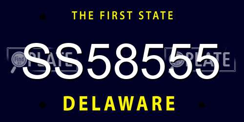 SS58555 Delaware License Plate