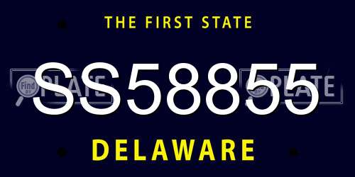 SS58855 Delaware License Plate